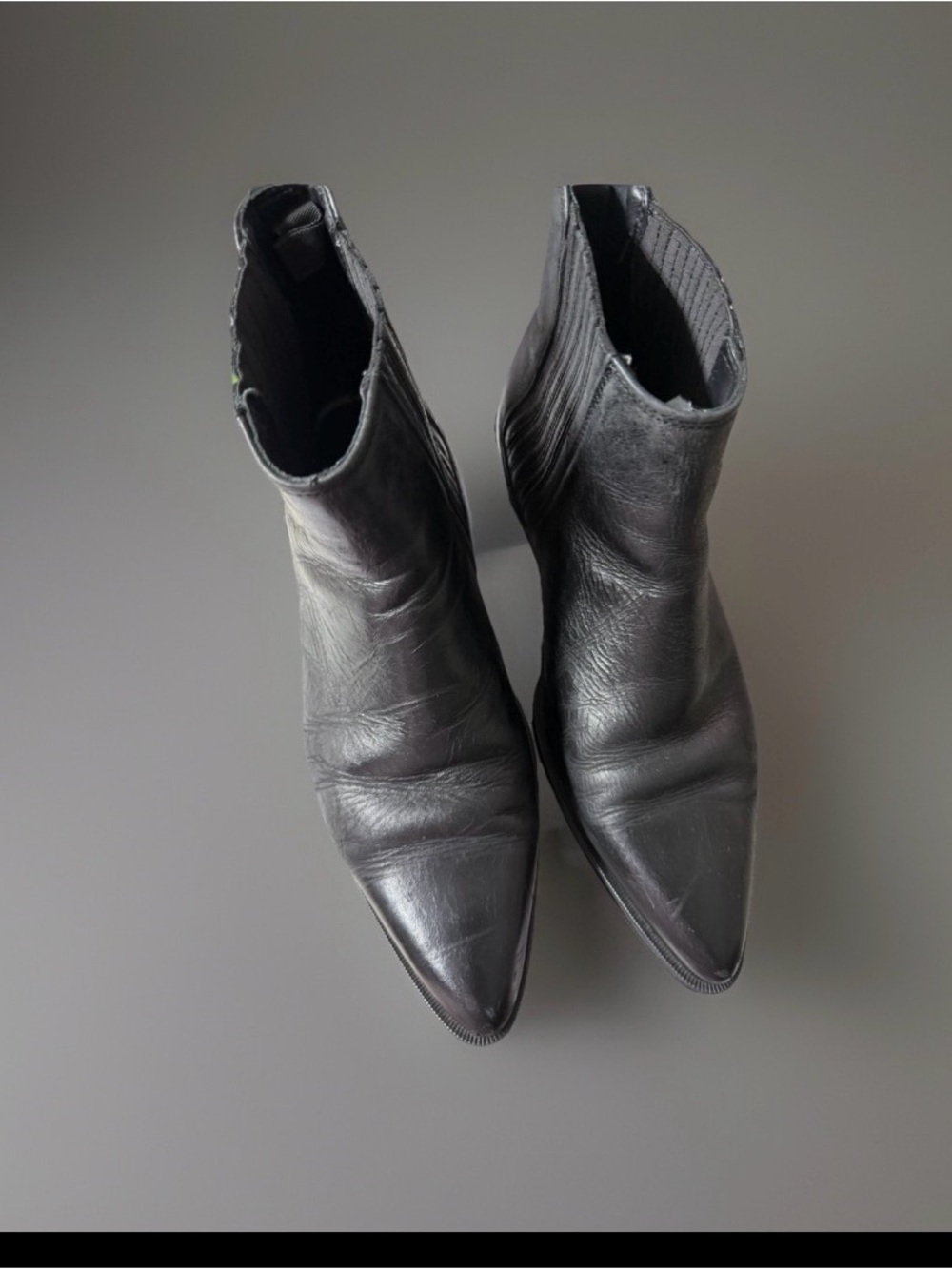 Zara Black Pointed-Toe Feau Leather Ankle Boots EU40 US 9.5 - Picture 1 of 12